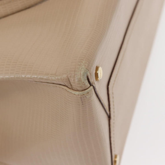 Salvatore Ferragamo Shoulder Bag Leather Beige Gold Auth ka355