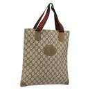 GUCCI GG Supreme Web Sherry Line Tote Bag PVC Beige Red 02 37 1300 Auth ka3550-1