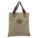 GUCCI GG Supreme Web Sherry Line Tote Bag PVC Beige Red 02 37 1300 Auth ka3550-13