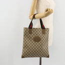 GUCCI GG Supreme Web Sherry Line Tote Bag PVC Beige Red 02 37 1300 Auth ka3550-22