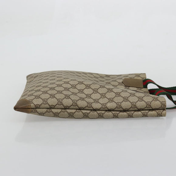 GUCCI GG Supreme Web Sherry Line Tote Bag PVC Beige Red 02 37 1300 Auth ka3550