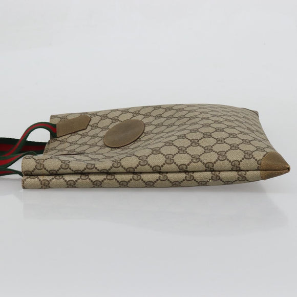 GUCCI GG Supreme Web Sherry Line Tote Bag PVC Beige Red 02 37 1300 Auth ka3550