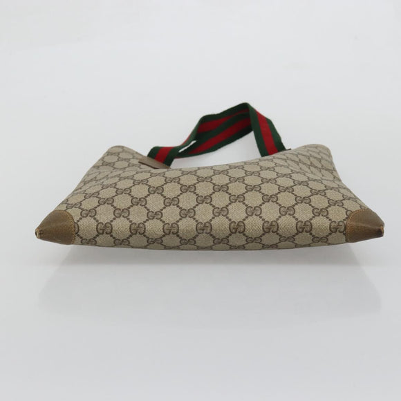 GUCCI GG Supreme Web Sherry Line Tote Bag PVC Beige Red 02 37 1300 Auth ka3550