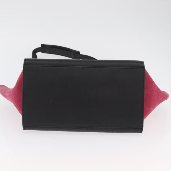 CELINE Trapeze Hand Bag Suede Leather 2way Pink Beige Auth ka3552A
