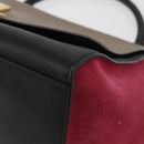 CELINE Trapeze Hand Bag Suede Leather 2way Pink Beige Auth ka3552A-16
