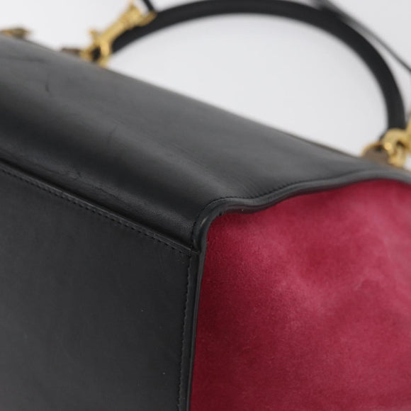 CELINE Trapeze Hand Bag Suede Leather 2way Pink Beige Auth ka3552A