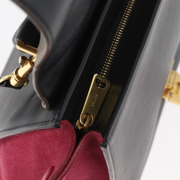 CELINE Trapeze Hand Bag Suede Leather 2way Pink Beige Auth ka3552A