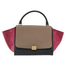 CELINE Trapeze Hand Bag Suede Leather 2way Pink Beige Auth ka3552A-13