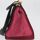 CELINE Trapeze Hand Bag Suede Leather 2way Pink Beige Auth ka3552A-3