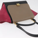 CELINE Trapeze Hand Bag Suede Leather 2way Pink Beige Auth ka3552A-6