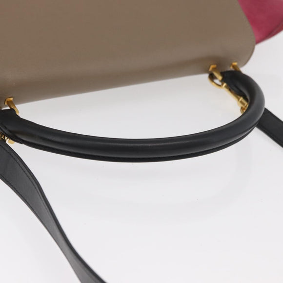 CELINE Trapeze Hand Bag Suede Leather 2way Pink Beige Auth ka3552A
