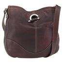 GUCCI Shoulder Bag Leather Wine Red Silver 247393 Auth ka3554-1