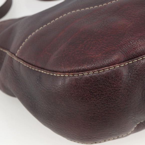 GUCCI Shoulder Bag Leather Wine Red Silver 247393 Auth ka3554