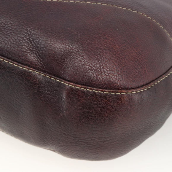 GUCCI Shoulder Bag Leather Wine Red Silver 247393 Auth ka3554