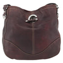GUCCI Shoulder Bag Leather Wine Red Silver 247393 Auth ka3554-2