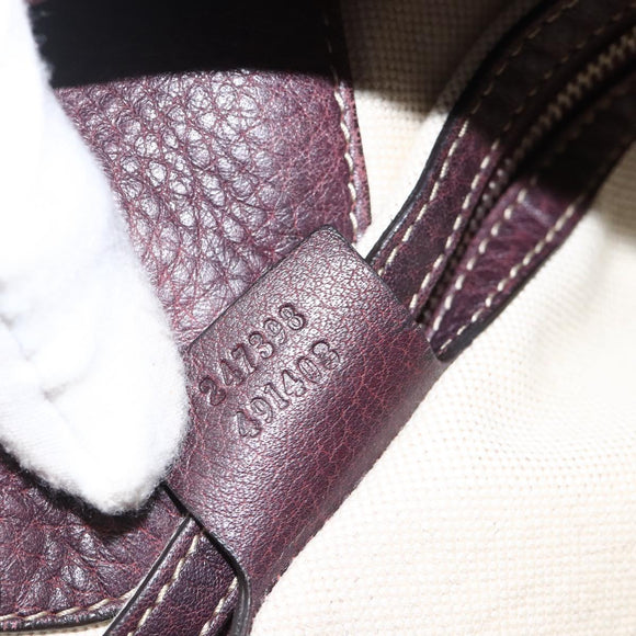 GUCCI Shoulder Bag Leather Wine Red Silver 247393 Auth ka3554
