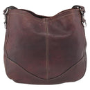 GUCCI Shoulder Bag Leather Wine Red Silver 247393 Auth ka3554-3