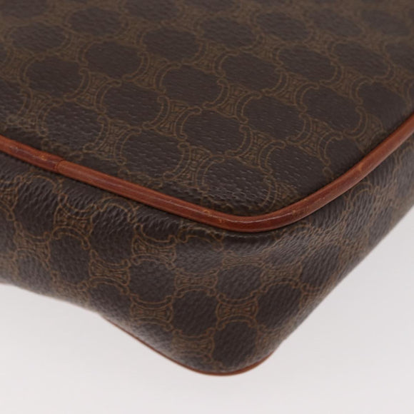 CELINE Macadam Canvas Shoulder Bag PVC Leather Brown Gold Auth ka3558A