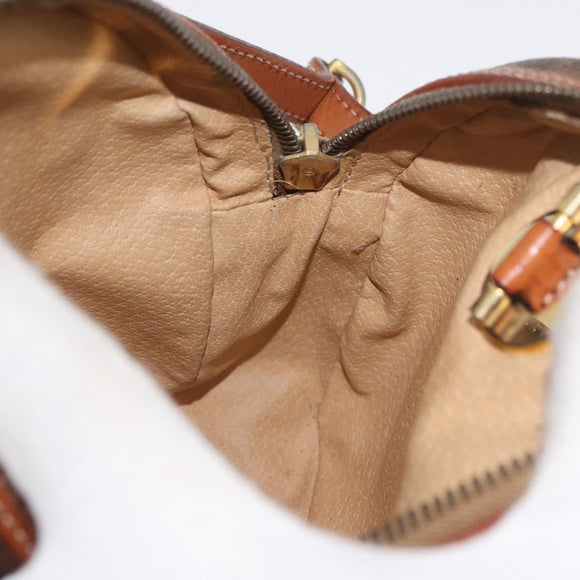 CELINE Macadam Canvas Shoulder Bag PVC Leather Brown Gold Auth ka3558A