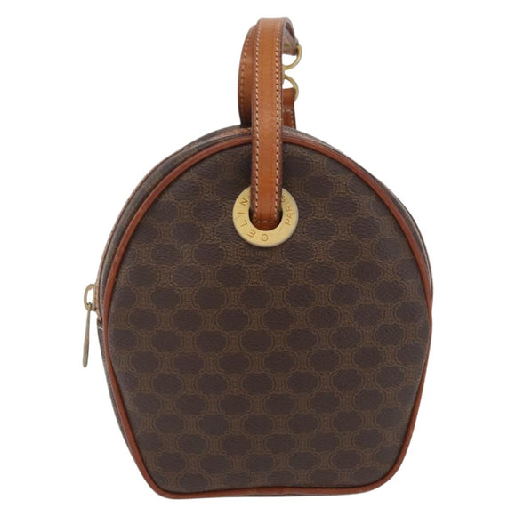 CELINE Macadam Canvas Shoulder Bag PVC Leather Brown Gold Auth ka3558A