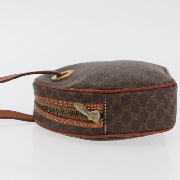 CELINE Macadam Canvas Shoulder Bag PVC Leather Brown Gold Auth ka3558A
