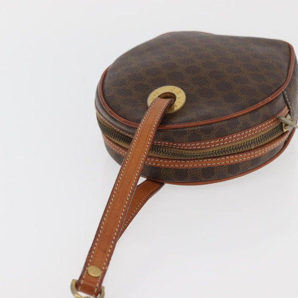 CELINE Macadam Canvas Shoulder Bag PVC Leather Brown Gold Auth ka3558A