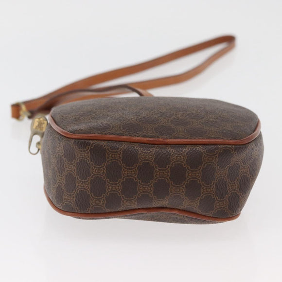 CELINE Macadam Canvas Shoulder Bag PVC Leather Brown Gold Auth ka3558A