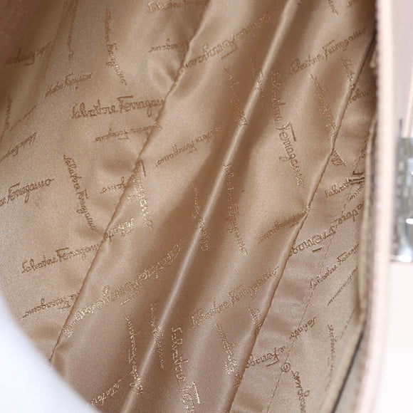 Salvatore Ferragamo Gancini Shoulder Bag Leather Pink Silver Auth ka356