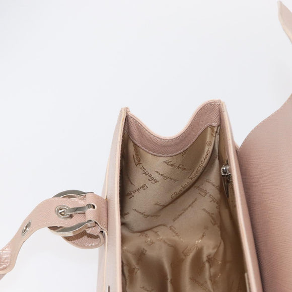 Salvatore Ferragamo Gancini Shoulder Bag Leather Pink Silver Auth ka356