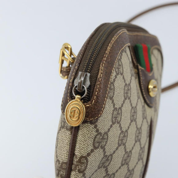 GUCCI GG Supreme Web Sherry Line Bag PVC Beige Gold 904 02 047 Auth ka3560
