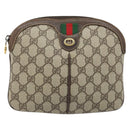 GUCCI GG Supreme Web Sherry Line Bag PVC Beige Gold 904 02 047 Auth ka3560-13