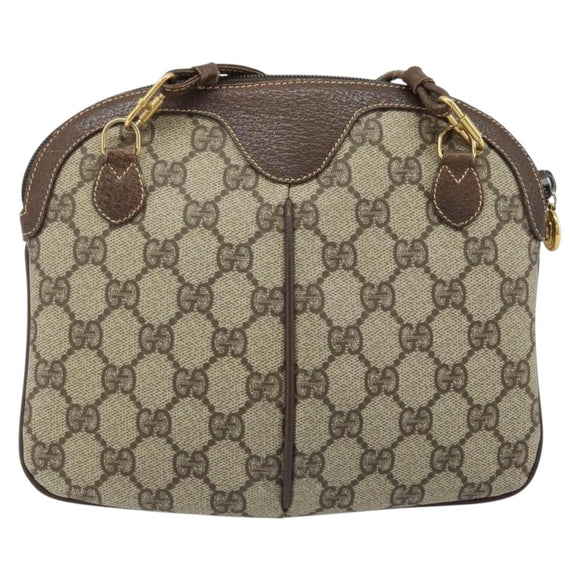 GUCCI GG Supreme Web Sherry Line Bag PVC Beige Gold 904 02 047 Auth ka3560