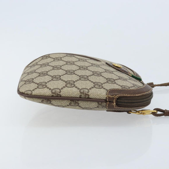 GUCCI GG Supreme Web Sherry Line Bag PVC Beige Gold 904 02 047 Auth ka3560