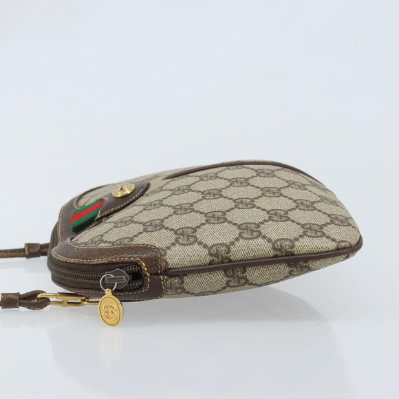 GUCCI GG Supreme Web Sherry Line Bag PVC Beige Gold 904 02 047 Auth ka3560