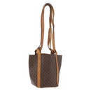 CELINE Macadam Canvas Shoulder Bag PVC Leather Brown Gold Auth ka3561-1