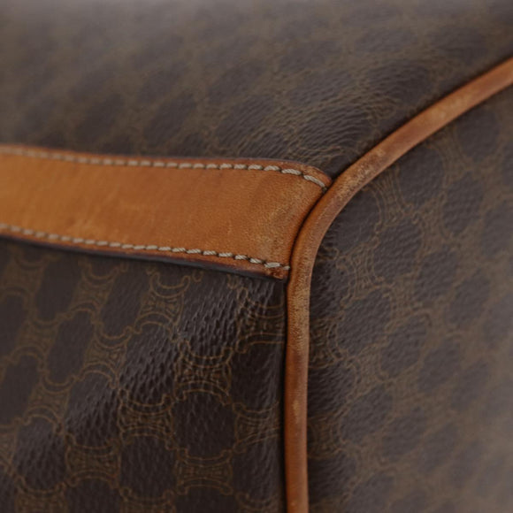 CELINE Macadam Canvas Shoulder Bag PVC Leather Brown Gold Auth ka3561