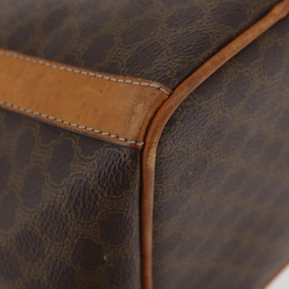 CELINE Macadam Canvas Shoulder Bag PVC Leather Brown Gold Auth ka3561