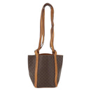 CELINE Macadam Canvas Shoulder Bag PVC Leather Brown Gold Auth ka3561-13