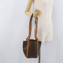 CELINE Macadam Canvas Shoulder Bag PVC Leather Brown Gold Auth ka3561-20