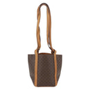 CELINE Macadam Canvas Shoulder Bag PVC Leather Brown Gold Auth ka3561-2