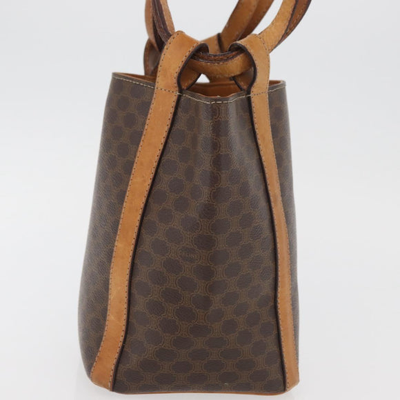 CELINE Macadam Canvas Shoulder Bag PVC Leather Brown Gold Auth ka3561