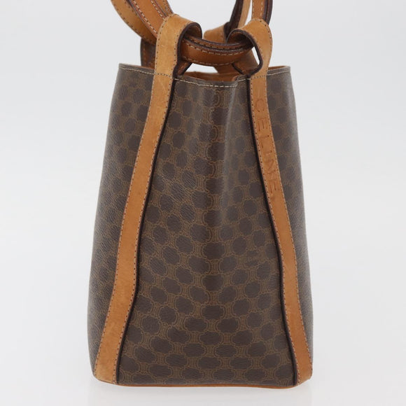 CELINE Macadam Canvas Shoulder Bag PVC Leather Brown Gold Auth ka3561