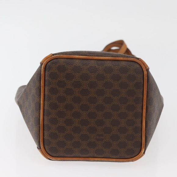 CELINE Macadam Canvas Shoulder Bag PVC Leather Brown Gold Auth ka3561