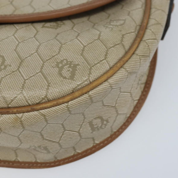 Christian Dior Honeycomb Canvas Shoulder Bag PVC Beige Gold Auth ka3563