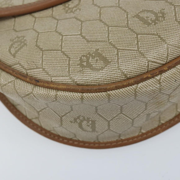 Christian Dior Honeycomb Canvas Shoulder Bag PVC Beige Gold Auth ka3563