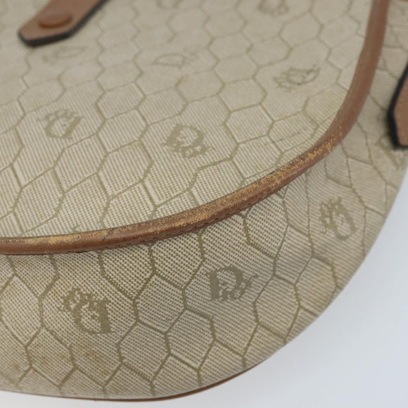 Christian Dior Honeycomb Canvas Shoulder Bag PVC Beige Gold Auth ka3563