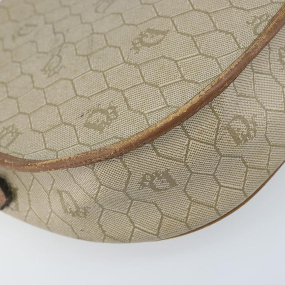 Christian Dior Honeycomb Canvas Shoulder Bag PVC Beige Gold Auth ka3563