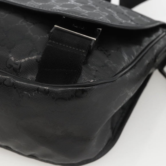 GUCCI GG Implementation Shoulder Bag PVC Black Silver 201732 Auth ka3564