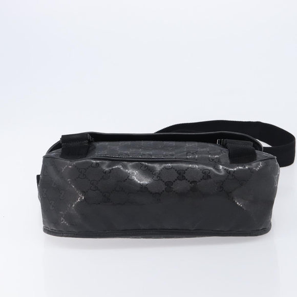 GUCCI GG Implementation Shoulder Bag PVC Black Silver 201732 Auth ka3564