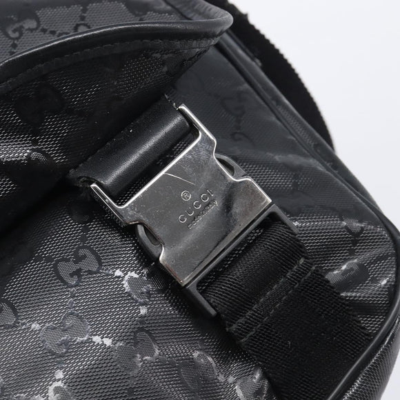 GUCCI GG Implementation Shoulder Bag PVC Black Silver 201732 Auth ka3564